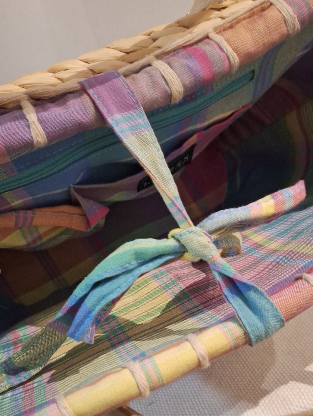 Ralph Lauren Pastel Plaid Straw-Top BeachTote - Picture 8 of 16